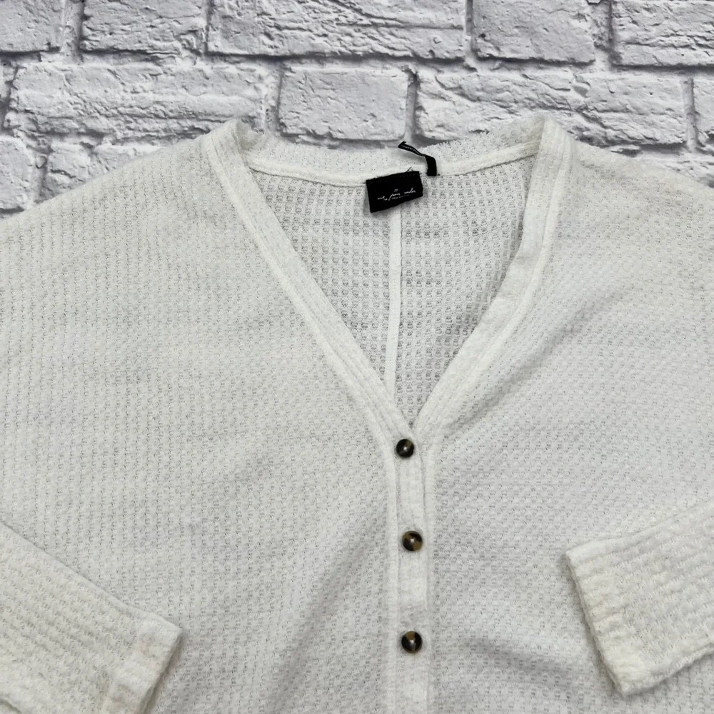 Urban Outfitters Out From Under Thermal Top White Button Front Waffle Knit XS